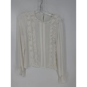 Wren & Willow Blouse Womens M White Ruffle Victorian Romantic Vintage Inspired